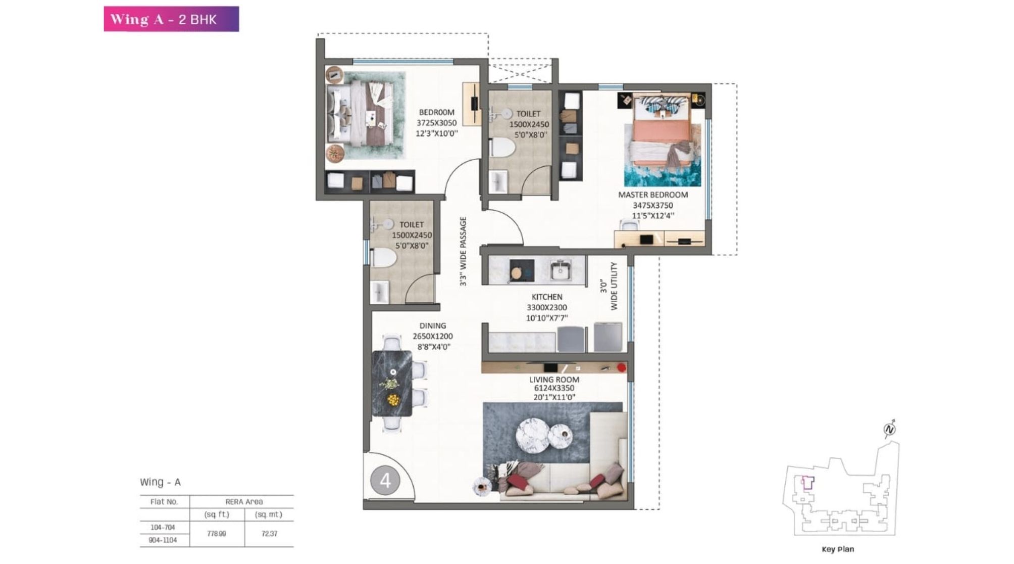 Kolte-Patil-Alora-Floor-Plan-Wing-A-2-BHK-779-sqft