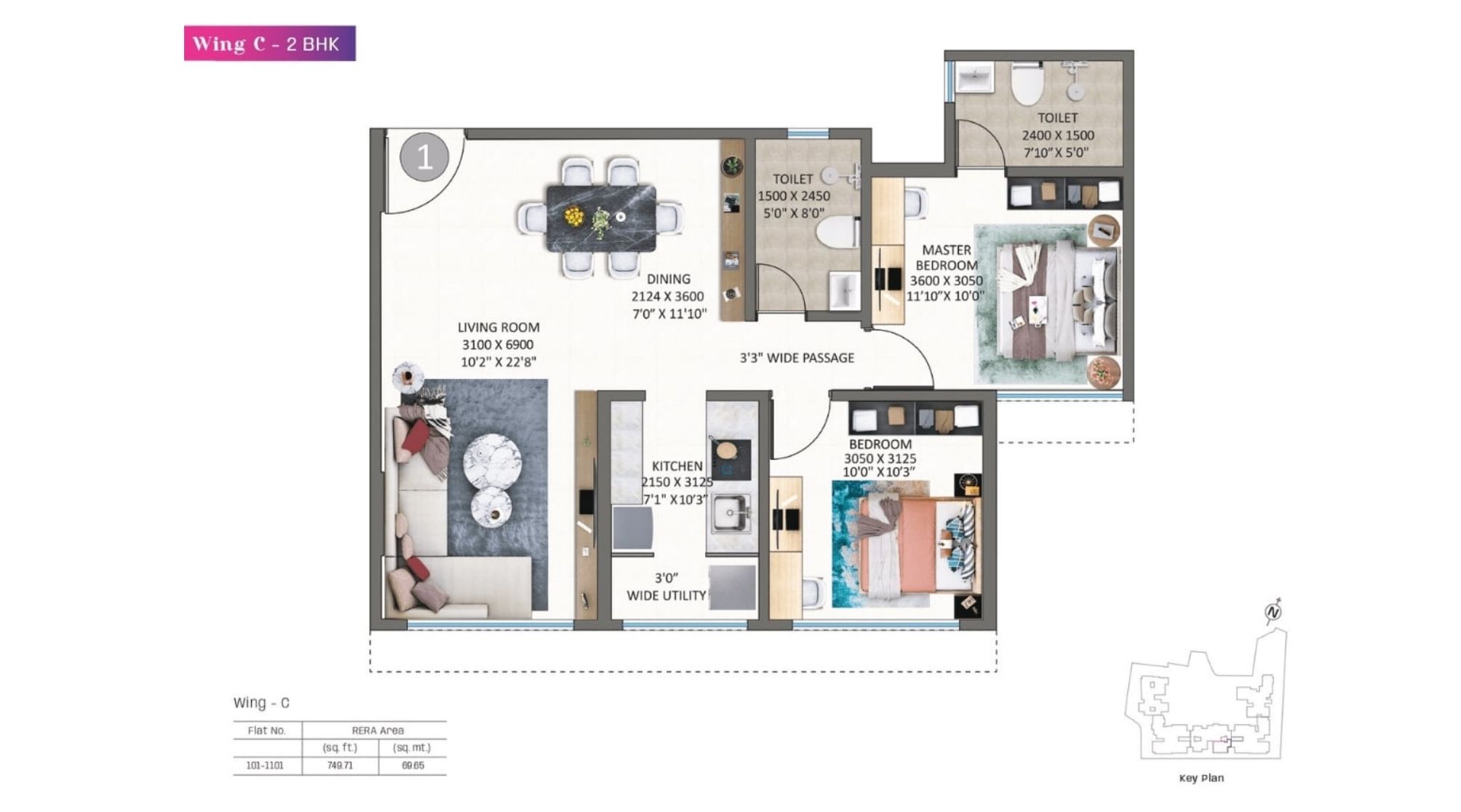 Kolte-Patil-Alora-Floor-Plan-Wing-C-2-BHK-750-sqft