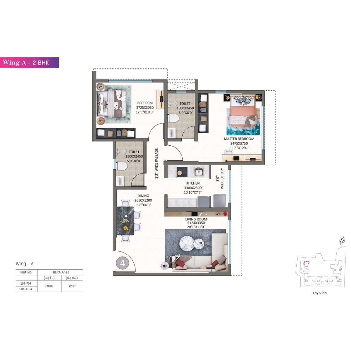 Kolte-Patil-Alora-Floor-Plan-Wing-A-2-BHK-779-sqft