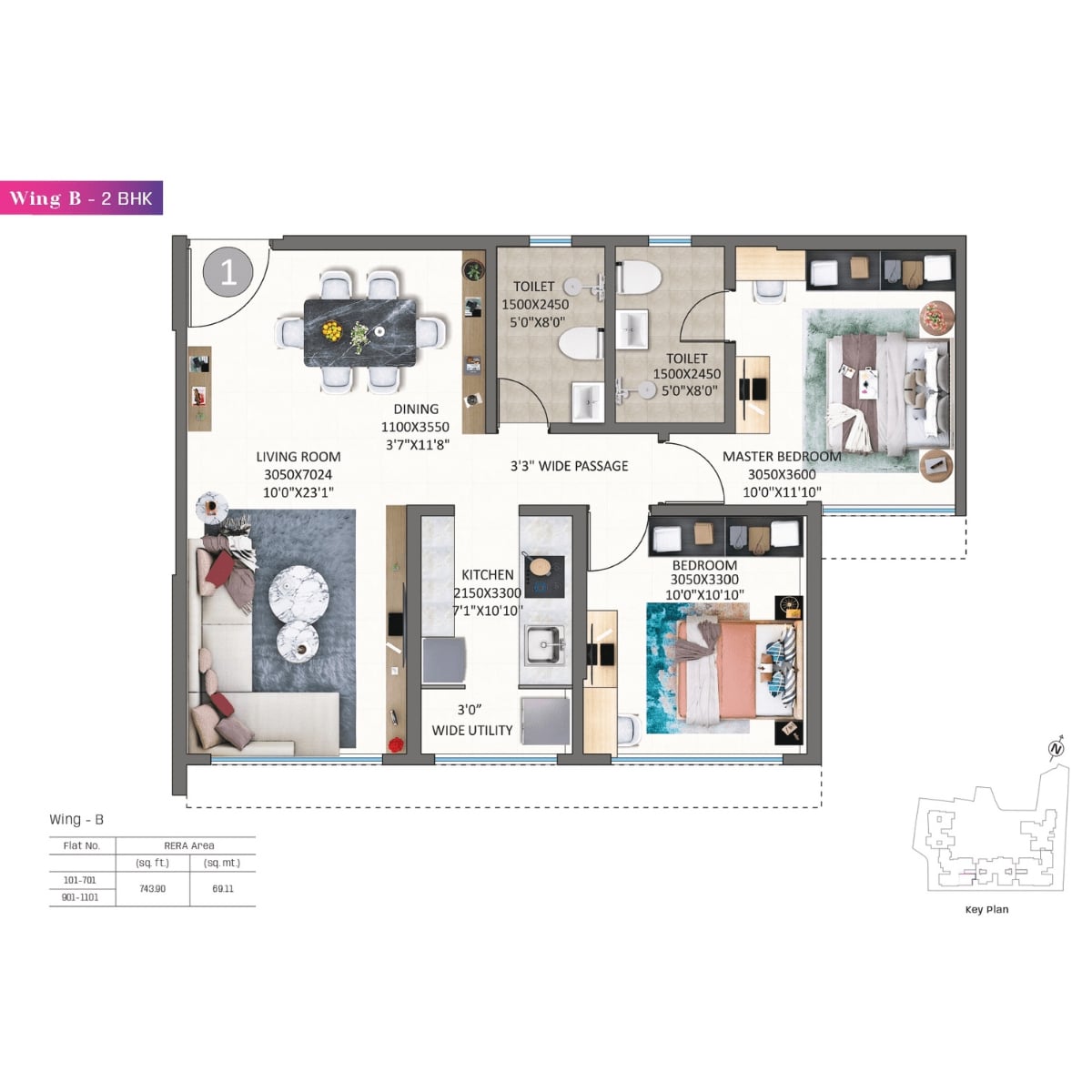 Kolte-Patil-Alora-Floor-Plan-Wing-B-2-BHK-774-sqft